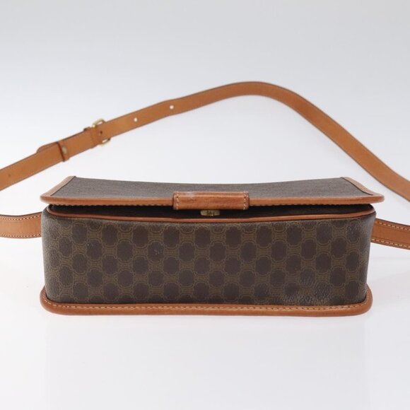 CELINE Macadam Canvas Shoulder Bag PVC Leather Brown Gold Auth 126619 - Picture 7 of 16